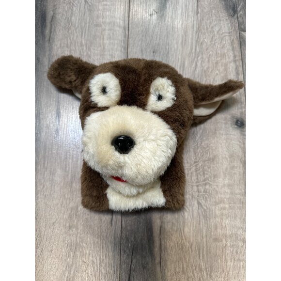 Vintage AGS Pepper Dog Hand Puppet 100% Acrylic Brown & White - Picture 1 of 4